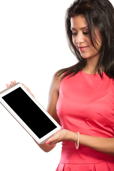 Girl with computer tablet — Stock Photo, Image