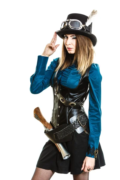 Young steampunk girl winking — Stock fotografie
