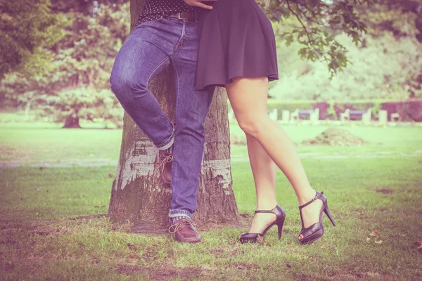 Part body of couple in park — Stock Photo, Image