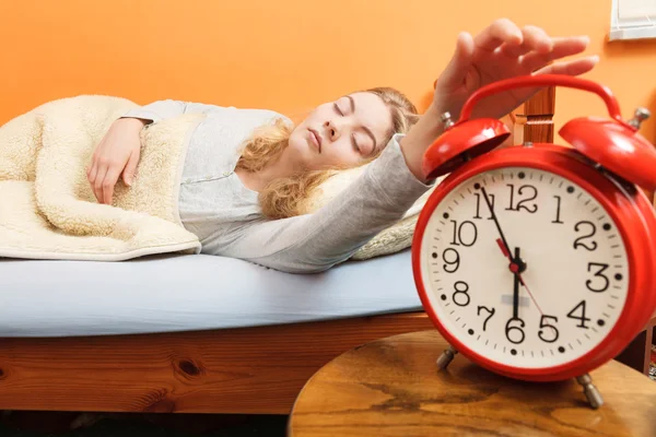 Exhausted woman waking up — Stock Photo, Image