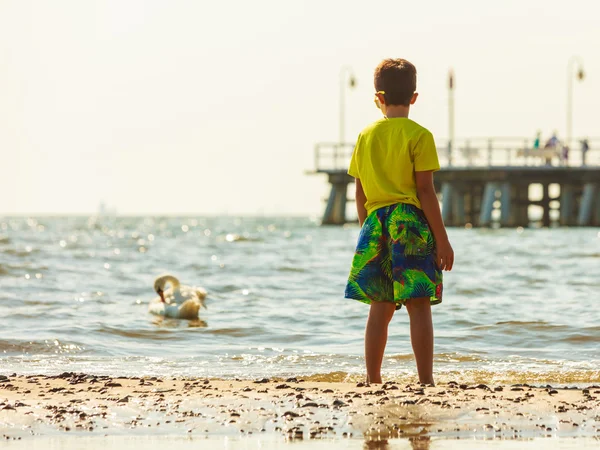 Chlapec na pláži. — Stock fotografie