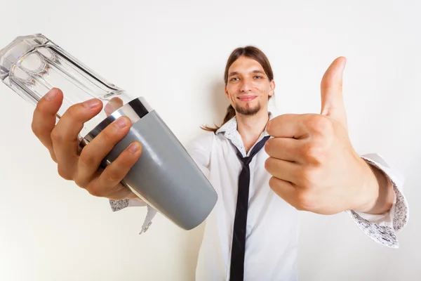 Happy barman dělá gesto. — Stock fotografie