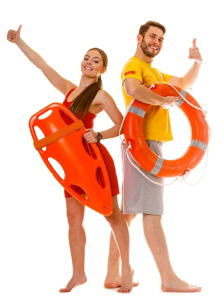 Lifeguards with rescue and ring buoy lifebuoy. — Stock Photo, Image