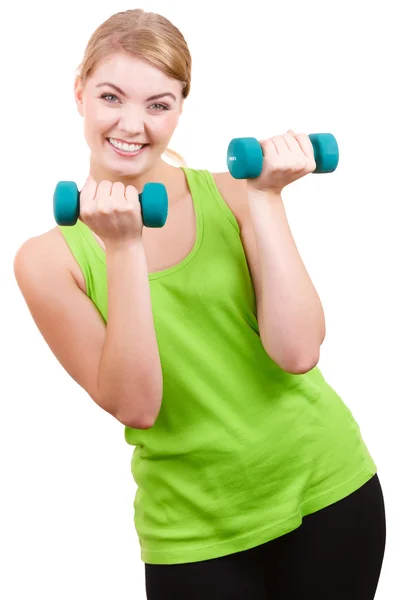 Woman exercising with dumbbells. — Stock Photo, Image