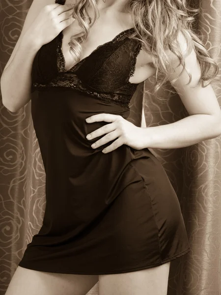 Close-up de sexy sensual jovem mulher em lingerie . — Fotografia de Stock