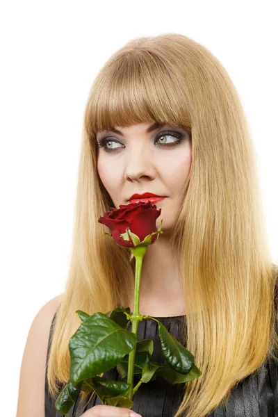 Woman holding rose — Stock Photo, Image