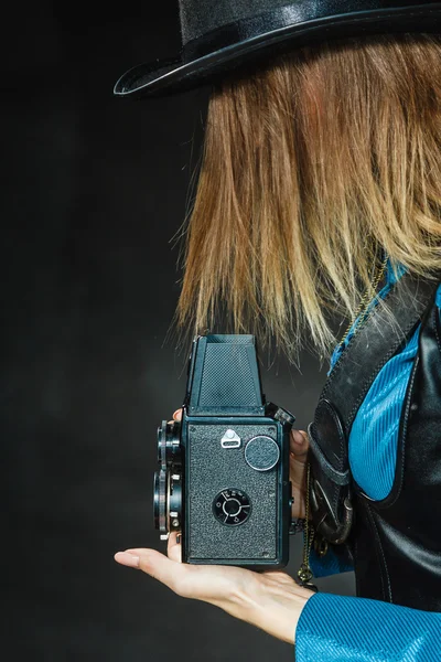 Steampunk with old retro camera. — Stock Photo, Image