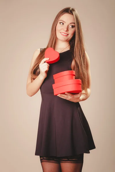 Happy girl with hearts — Stock Photo, Image