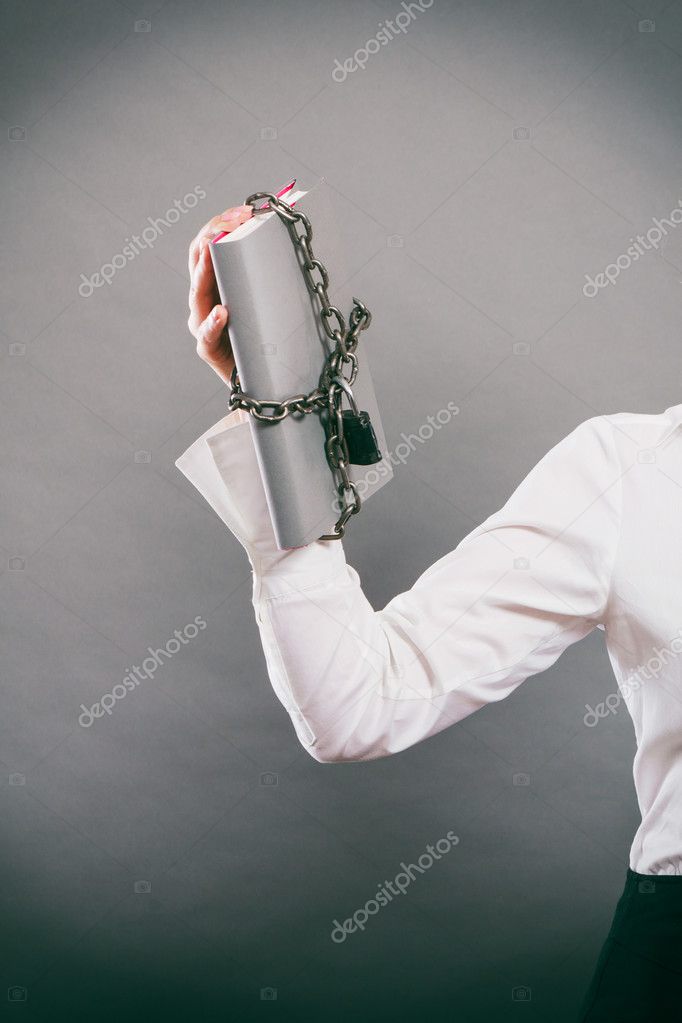 Human with chained document file. Stock Photo by ©Voyagerix 113896076