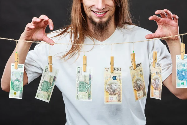 Zengin adamla para Çamaşırhane — Stok fotoğraf