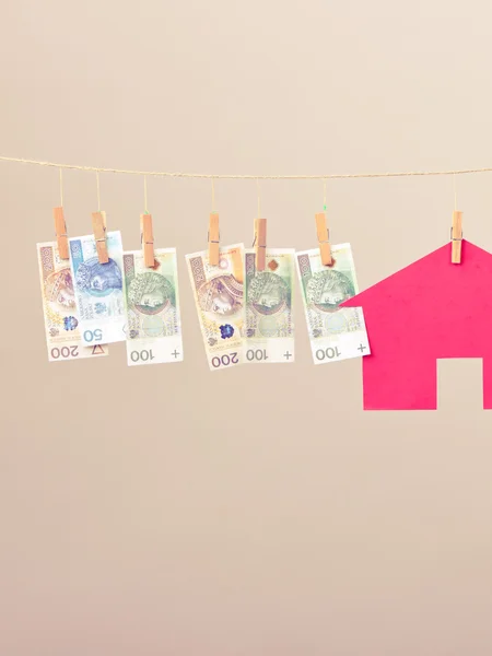 House with polish banknotes — Stock Photo, Image