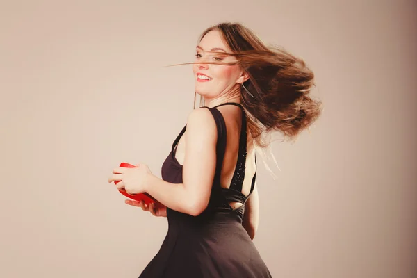 Happy girl dancing with heart — Stock Photo, Image