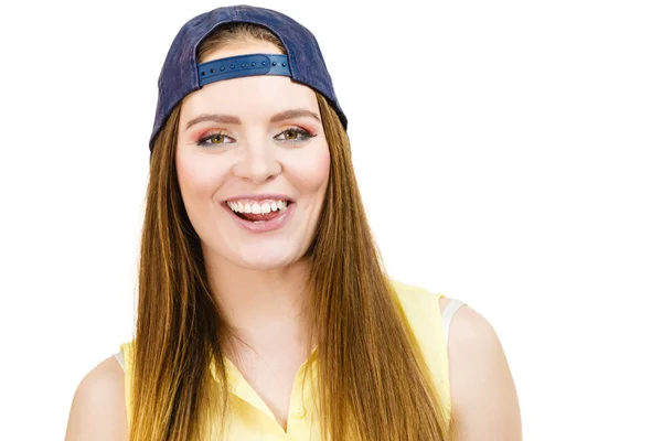 Hipster girl with cap. — Stock Photo, Image