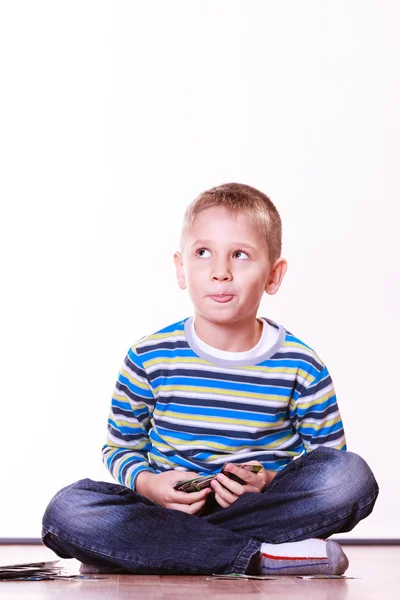 Little boys have fun and play cards. — Stock Photo, Image