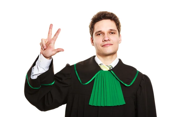 Мужчина-адвокат показывает знак с рукой . — стоковое фото