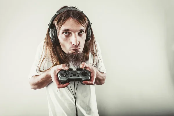 Male player focus on play games — Stock Photo, Image