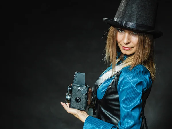 Steampunk with old retro camera. — Stock Photo, Image