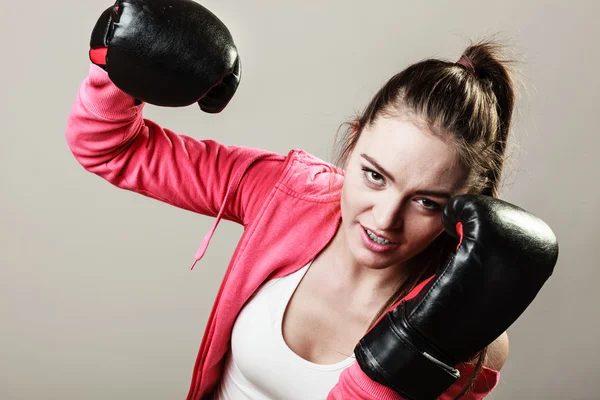 Žena, školení. Box. — Stock fotografie