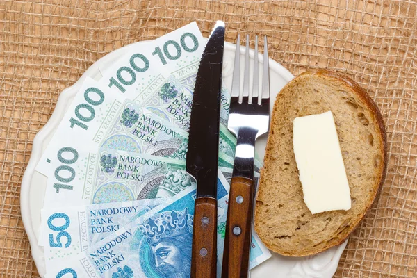 Polska pengar på köksbordet, kusten av levande — Stockfoto