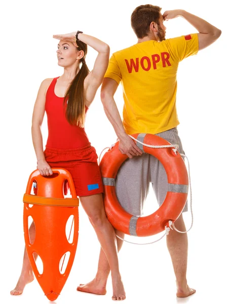 Lifeguards with rescue and ring buoy lifebuoy. — Stock Photo, Image