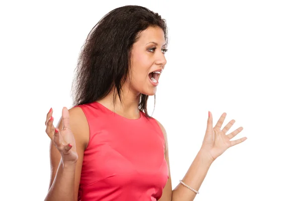 Angry mixed race woman screaming. — Stock Photo, Image