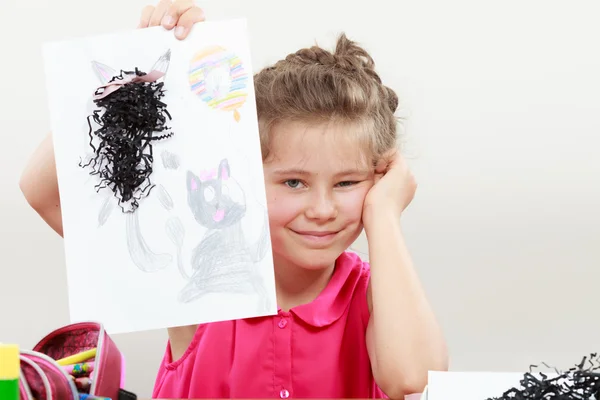 Little girl draw in the classroom — Stock Photo, Image