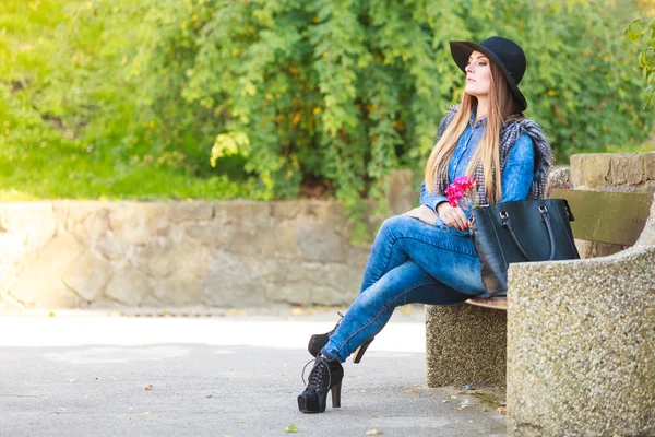 Stylish woman on air — Stock Photo, Image