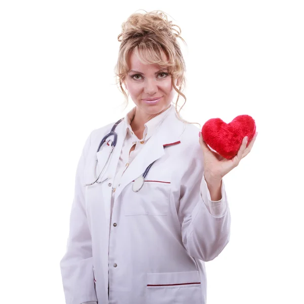 Cardióloga con corazón rojo . — Foto de Stock