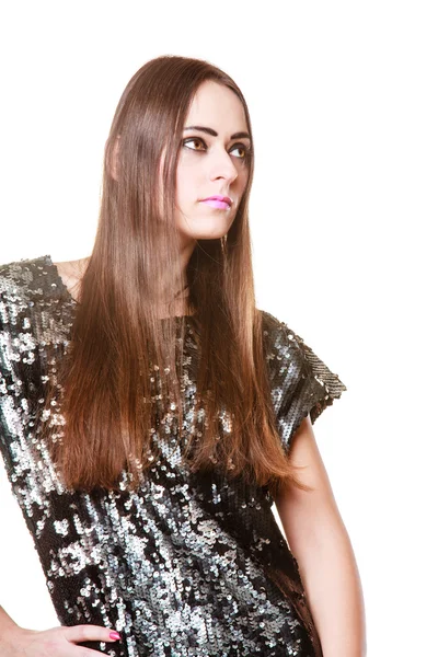 Portrait brunette woman with dark makeup — Stock Photo, Image