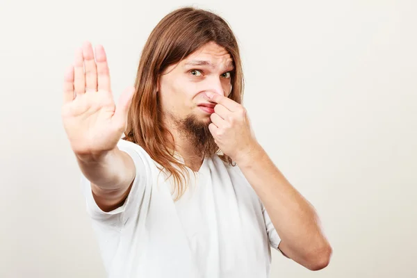 Man with odor of sweat — Stock Photo, Image