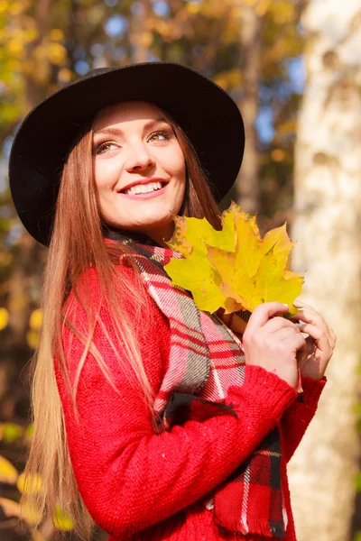 Beautiful woman in autumn park — Stock Photo, Image