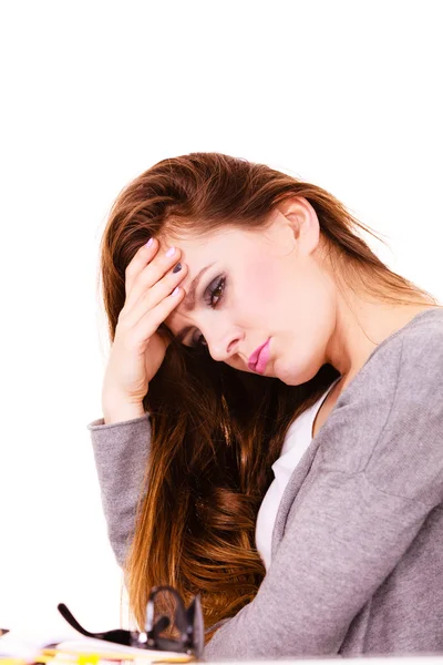 Baş ağrısı migren ağrısı acı kadın — Stok fotoğraf