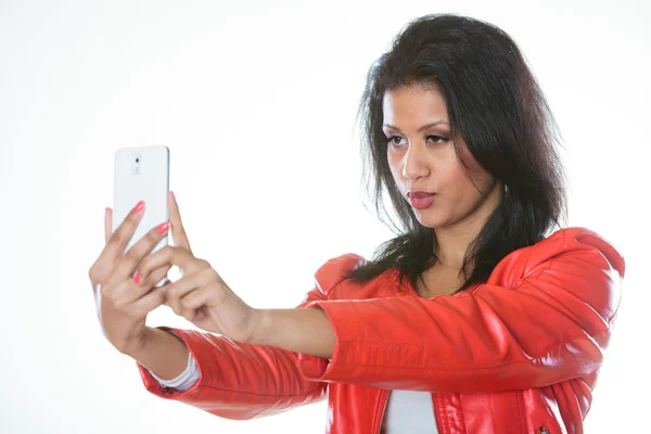 Menina beleza tomando selfie — Fotografia de Stock