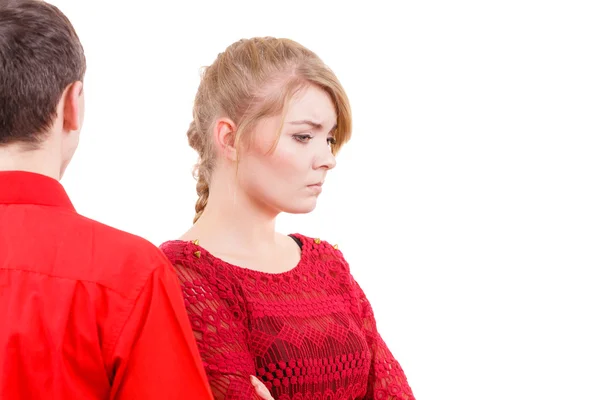 Couple after quarrel offended sad serious — Stock Photo, Image