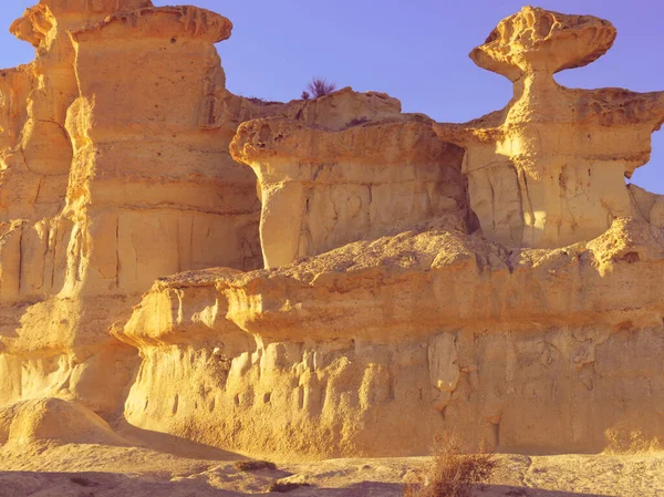 Famous Rock Erosion Formations Bolnuevo Mazarron Yellow Sandstone Shapes Murcia — Stock Photo, Image