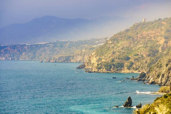 Spanische Küstenlandschaft Andalusien Klippen Des Naturparks Maro Cerro Gordo Der — Stockfoto