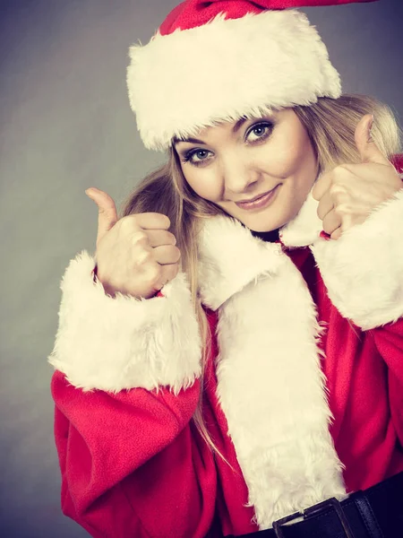 Xmas Seasonal Clothing Winter Christmas Concept Happy Woman Wearing Santa — Stock Photo, Image