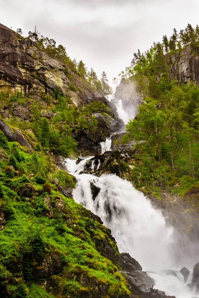 Норвезькі Пейзажі Waterfall Latefoss Latefossen Odda Hordaland County Норвегії Національний — стокове фото