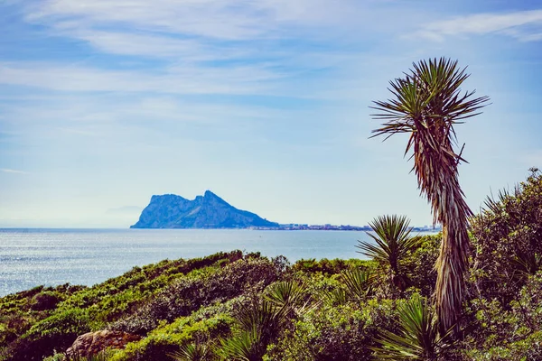 Gibraltar Rock Territorio Británico Ultramar Costa Española Vista Desde Playa — Foto de Stock