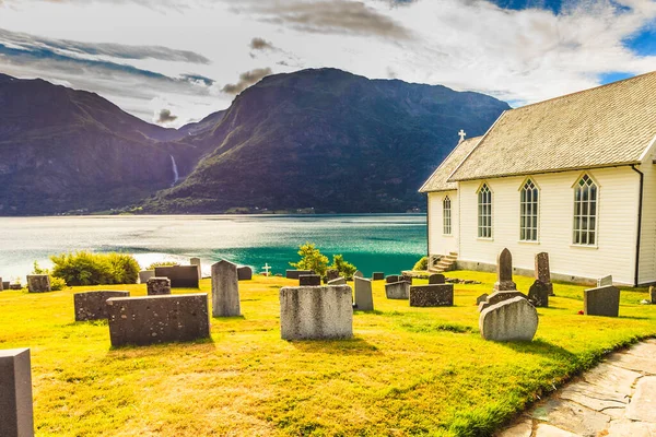 Cementerio Noruego Aldea Nes Fiordo Lusterfjord Condado Vestland Noruega —  Fotos de Stock