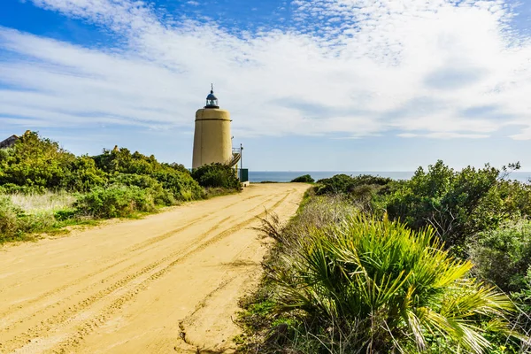 Carbonera Lighthouse Located Punta Mala Alcaidesa Spain Lantern Overlooks Strait — Stock Photo, Image