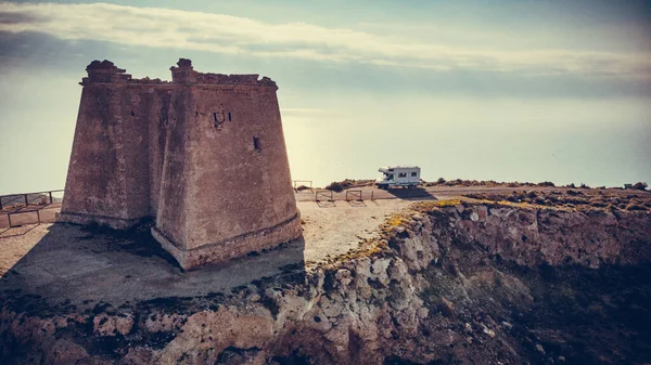 Camper Vehicle Mesa Roldan Tower Cabo Gata Nijar Natural Park — Stock Photo, Image