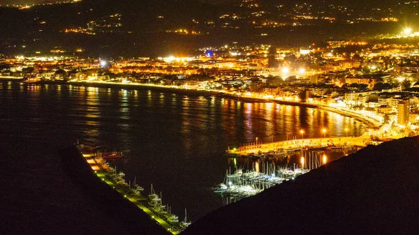 Javea Stadt Bei Nacht Kap San Antonio Mittelmeerküste Der Costa — Stockfoto