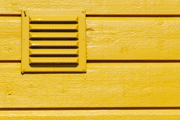 Outdoor Ventilation Grid Wooden Yellow Wall Scandinavian House — Stock Photo, Image