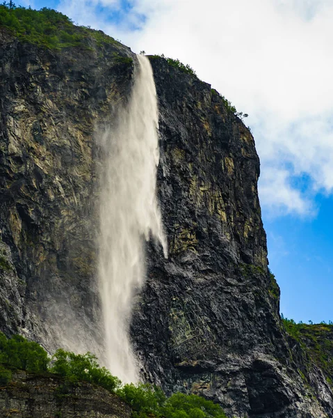 Kjelfossen Waterfalls Kjell Falls Seen Gudvangen Village Sogn Fjordane Norway — Stock Photo, Image