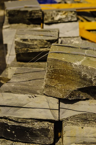 Kamienny Materiał Murowany Placu Budowy Kamienie Brukowe Przemysłowe Nawierzchni Tarasowej — Zdjęcie stockowe