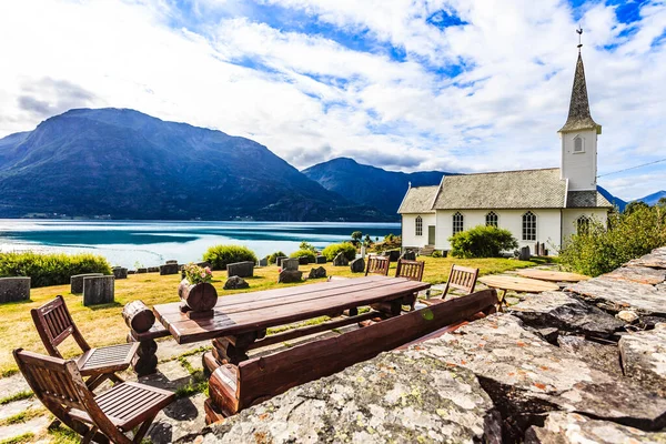 Churchyard Norvégien Dans Village Nes Fjord Lusterfjord Comté Vestland Norvège — Photo