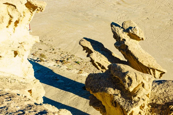 Ciudad Encantada Bolnuevo Formas Arenisca Amarilla Formaciones Rocosas Murcia España —  Fotos de Stock