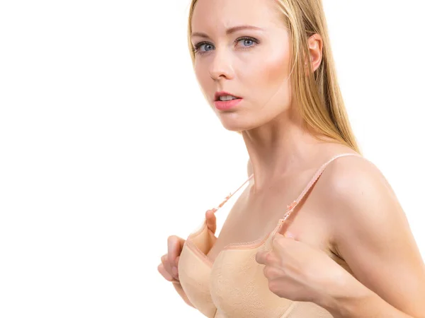 Young Woman Small Boobs Wearing Uncomfortable Stock Photo 1827984899