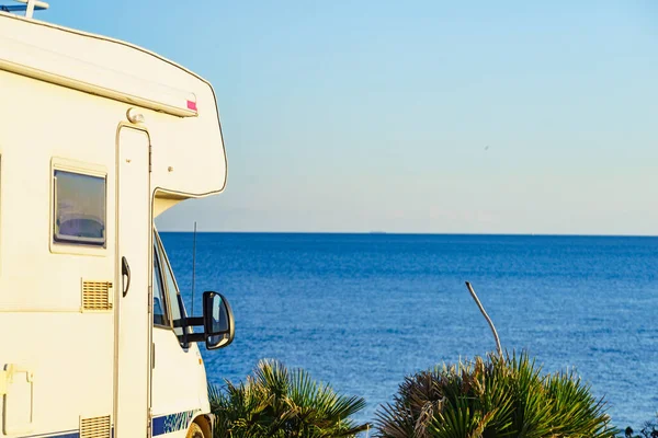 Véhicule Récréatif Caravane Sur Côte Méditerranéenne Espagne Camping Sur Nature — Photo